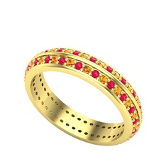 Arne Tamtur Yüzük - Kök yakut ve sitrin 18 ayar altın yüzük #1u01mot