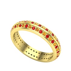 Garnet ve sitrin 18 ayar altın yüzük