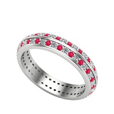Arne Tamtur Yüzük - Swarovski ve kök yakut 14 ayar beyaz altın yüzük #1x0kyzf