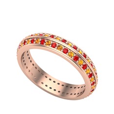 Garnet ve sitrin 18 ayar rose altın yüzük