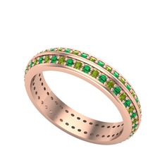 Peridot ve yeşil kuvars 18 ayar rose altın yüzük