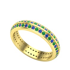 Arne Tamtur Yüzük - Lab safir ve yeşil kuvars 14 ayar altın yüzük #1xxwqov