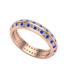Arne Tamtur Yüzük - Swarovski ve lab safir 925 ayar rose altın kaplama gümüş yüzük #1y3xk63