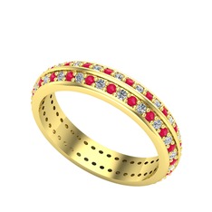 Arne Tamtur Yüzük - Swarovski ve kök yakut 8 ayar altın yüzük #1yz9w5e