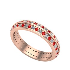 Swarovski ve garnet 8 ayar rose altın yüzük