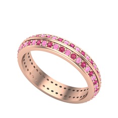 Pembe kuvars ve rodolit garnet 14 ayar rose altın yüzük