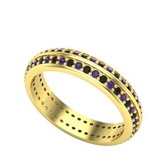 Arne Tamtur Yüzük - Ametist ve siyah zirkon 14 ayar altın yüzük #35bgp9