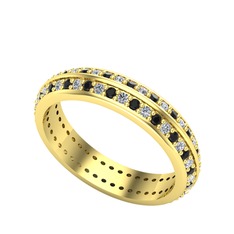 Siyah zirkon ve swarovski 14 ayar altın yüzük