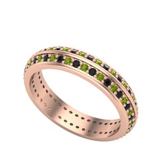 Arne Tamtur Yüzük - Siyah zirkon ve peridot 18 ayar rose altın yüzük #4to4t9