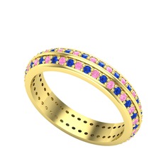 Arne Tamtur Yüzük - Pembe kuvars ve lab safir 8 ayar altın yüzük #4xm1xp