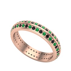Arne Tamtur Yüzük - Siyah zirkon ve yeşil kuvars 18 ayar rose altın yüzük #50zwjr