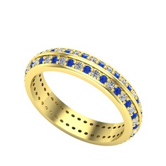 Swarovski ve lab safir 8 ayar altın yüzük