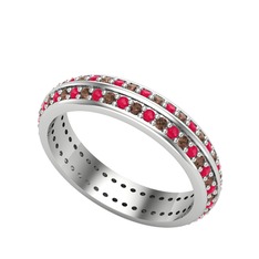 Arne Tamtur Yüzük - Kök yakut ve dumanlı kuvars 925 ayar gümüş yüzük #5hvhik