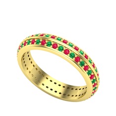 Arne Tamtur Yüzük - Kök yakut ve yeşil kuvars 8 ayar altın yüzük #7yeqcx