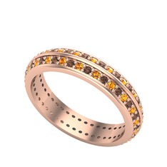 Arne Tamtur Yüzük - Sitrin ve dumanlı kuvars 18 ayar rose altın yüzük #ca0fxr