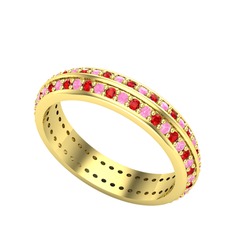 Arne Tamtur Yüzük - Garnet ve pembe kuvars 14 ayar altın yüzük #drkbwo