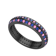 Arne Tamtur Yüzük - Lab safir ve pembe kuvars 925 ayar siyah rodyum kaplama gümüş yüzük #gpp80g