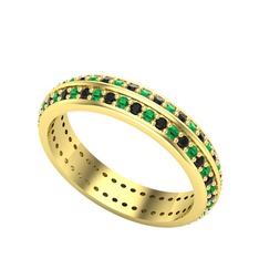 Arne Tamtur Yüzük - Yeşil kuvars ve siyah zirkon 18 ayar altın yüzük #i1b8md