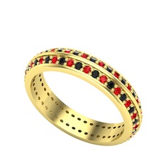 Arne Tamtur Yüzük - Siyah zirkon ve garnet 18 ayar altın yüzük #iooami