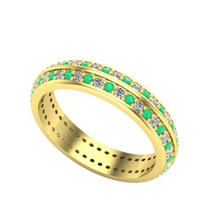 Swarovski ve kök zümrüt 8 ayar altın yüzük