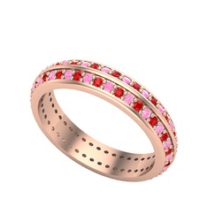Garnet ve pembe kuvars 8 ayar rose altın yüzük