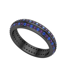 Arne Tamtur Yüzük - Lab safir ve ametist 925 ayar siyah rodyum kaplama gümüş yüzük #jxs79