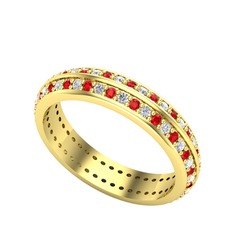 Garnet ve pırlanta 8 ayar altın yüzük (0.484 karat)