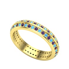 Arne Tamtur Yüzük - Akuamarin ve ametist 925 ayar altın kaplama gümüş yüzük #lxxc8v