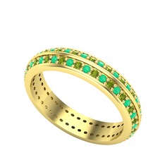 Peridot ve kök zümrüt 925 ayar altın kaplama gümüş yüzük