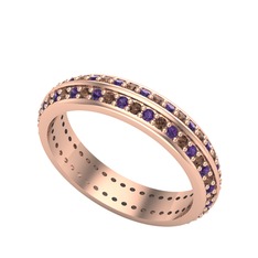 Arne Tamtur Yüzük - Ametist ve dumanlı kuvars 925 ayar rose altın kaplama gümüş yüzük #mjj543