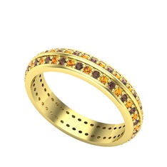 Arne Tamtur Yüzük - Dumanlı kuvars ve sitrin 14 ayar altın yüzük #np3nsn