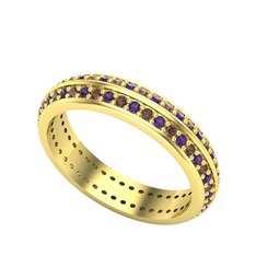 Arne Tamtur Yüzük - Dumanlı kuvars ve ametist 8 ayar altın yüzük #o3wvim