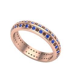 Arne Tamtur Yüzük - Lab safir ve dumanlı kuvars 925 ayar rose altın kaplama gümüş yüzük #p1qse7