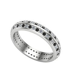 Swarovski ve siyah zirkon 8 ayar beyaz altın yüzük