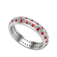 Arne Tamtur Yüzük - Garnet ve swarovski 14 ayar beyaz altın yüzük #qwrn