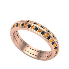 Arne Tamtur Yüzük - Sitrin ve siyah zirkon 18 ayar rose altın yüzük #u1yjyy