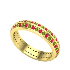 Kök yakut ve peridot 8 ayar altın yüzük