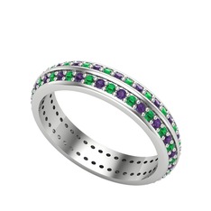 Arne Tamtur Yüzük - Ametist ve yeşil kuvars 925 ayar gümüş yüzük #uk0e5m