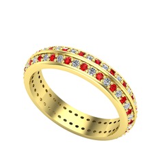 Swarovski ve garnet 14 ayar altın yüzük