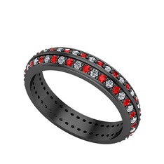 Swarovski ve garnet 925 ayar siyah rodyum kaplama gümüş yüzük