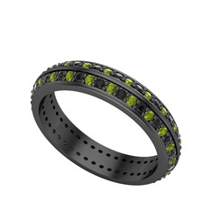 Arne Tamtur Yüzük - Siyah zirkon ve peridot 925 ayar siyah rodyum kaplama gümüş yüzük #zdisne