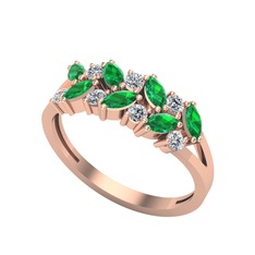 Alida Yüzük - Yeşil kuvars ve swarovski 8 ayar rose altın yüzük #12jhp1x