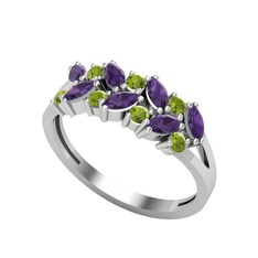 Alida Yüzük - Ametist ve peridot 925 ayar gümüş yüzük #14j26zw