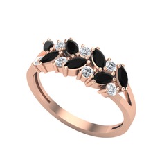 Alida Yüzük - Siyah zirkon ve pırlanta 8 ayar rose altın yüzük (0.252 karat) #14jtt2p