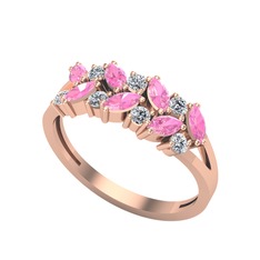 Alida Yüzük - Pembe kuvars ve swarovski 18 ayar rose altın yüzük #17240f0