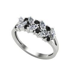 Alida Yüzük - Swarovski ve siyah zirkon 925 ayar gümüş yüzük #179dg55