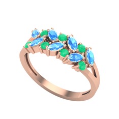 Alida Yüzük - Akuamarin ve kök zümrüt 18 ayar rose altın yüzük #1cyimvp