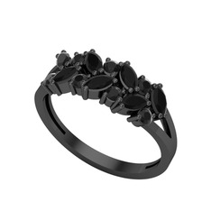 Alida Yüzük - Siyah zirkon 925 ayar siyah rodyum kaplama gümüş yüzük #1e4u2w4