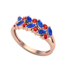 Lab safir ve garnet 8 ayar rose altın yüzük