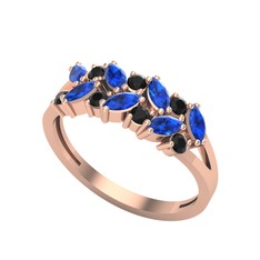 Alida Yüzük - Lab safir ve siyah zirkon 8 ayar rose altın yüzük #1gs4cik